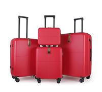 JLY Premium 4-Piece Luggage Set - Hard Shell Vanity Case, Cabin, Medium & Large Expandable Spinner Suitcases, Lightweight Polycarbonate Travel Set with TSA Lock & Waterproof Organiser - Berry Red