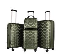 JLY Signature 14/19/24/28" 4 Piece Hard Shell Suitcase Set, Bamboo Green | ABS+PC construction, trolley strap, cup holder, TSA locks, spinner wheels, expandable 24in/28in