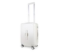 JLY Small Cabin Suitcase - Hard Shell Carry On Luggage with TSA Lock, Spinner Wheels, Cupholder & Waterproof Pocket (Ivory White)