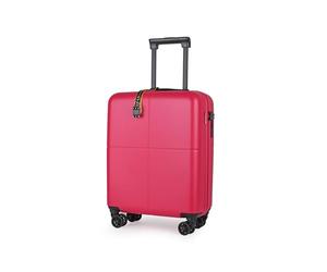 JLY Small Cabin Suitcase Lightweight Carry-On Luggage, Hard Shell 100% Covestro Polycarbonate, TSA Lock, Silent Wheels, Waterproof Pocket, Airline Approved Hand Luggage - Berry Red
