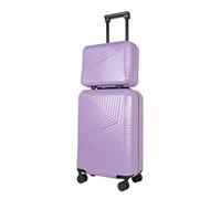JLY Swirf 2 Piece Luggage Set Mauve Lilac - Hard Shell Travel Set with Spinner Cabin Case & Organised Vanity Case, TSA Lock, Cup Holder & Elastic Strap