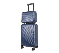 JLY Swirf 2 Piece Luggage Set Oxford Blue - Lightweight Spinner Carry-On with Matching Makeup Case, TSA Lock, Cup Holder, 360 Wheels & Stylish Design