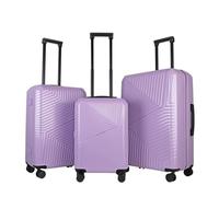 JLY Swirf 3 Piece Luggage Set Mauve Lilac - Lightweight Spinner Suitcase Set with Hard Shell, TSA Locks, Cup Holder, Organised Interior for Travel