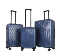JLY Swirf 3 Piece Spinner Suitcase Set Oxford Blue - Durable PC+ABS Luggage with TSA Lock, Cup Holder, Silent Wheels & Soft Lining for Family Trips