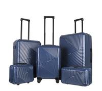 JLY Swirf 5-Piece Hard Shell Luggage Set Oxford Blue - Vanity Case, Travel Bag, Cabin Suitcase, Medium & Large Spinner with TSA Locks & Smooth Wheels