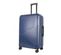 JLY Swirf Large Checked Suitcase - Oxford Blue Hard Shell Spinner Luggage with TSA Lock, Soft Lining, Cup Holder and Durable Build for 8+ Day Travel
