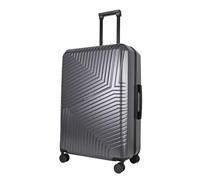 JLY Swirf Large Travel Suitcase - Charcoal Grey Checked Spinner Luggage with TSA Lock, Cup Holder, PC+ABS Shell, Ideal for Business or Family Travel
