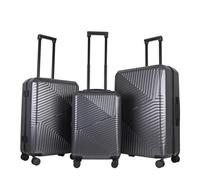 JLY Swirf Lightweight Luggage Set of 3 Charcoal Grey - Checked and Cabin Travel Suitcases with Spinner Wheels, Cup Holder & Organised Interior Design