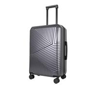 JLY Swirf Medium Travel Suitcase - Charcoal Grey Lightweight PC+ABS Luggage with Spinner Wheels, Cup Holder & Organiser Interior for Long Trips
