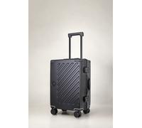 100% Polycarbonate Zipperless Medium Suitcase, Hardshell Check in Luggage with Double TSA Locks and 4 Wheels, Aluminium Alloy Handle, Black Suitcase for Travel