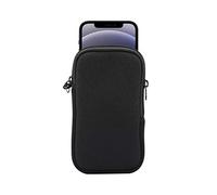 Jlyifan Neoprene Small Size Cell Phone Sleeve, Zip Wallet Pouch with Neck Strap for iPhone 17, 16, 16e, 15 14 Pro, iPhone 13 12 Pro iPhone 13 12 Mini 11 Pro iPhone SE 3rd G iPhone X XS (Black)