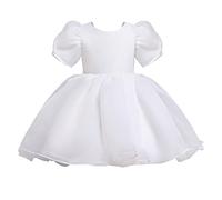 Jlywjx Clothes Party Toddler 28Y Costume Tulle Dress Princess Girls Patchwork Print Kids Bubble Sleeve Girls Dresses Sweater for Kids Girls (White, 2-3 Years)
