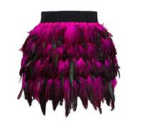 Jlywjx Women Christmas Santa Halloween Faux Feather A Line Cosplay Mini Skirt,School Girl Skirts for Women (1-Hot Pink, S)