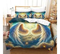 JLZBXCUER Angel Wings Duvet Cover Set 3 PCS Hotel Quality Quilt Cover Bedding Bed Covers with Pillowcases with Zipper Closure Ultra Soft Anti Allergic Microfiber Single（140x200cm）