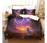 JLZBXCUER Bichon Frise 3D Printed Duvet Cover Microfibre Soft Pet Dog Quilt Covers Bedding Sets with Pillowcase Easy Care Comforter Cover Hidden Zipper for Kids Boys Girls Single（140x200cm）
