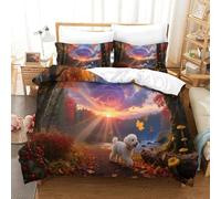 JLZBXCUER Bichon Frise Duvet Cover 3 PCS Hotel Quality Quilt Cover Bed Sets Bed Covers with Pillowcases with Zipper Closure Hypoallergenic Soft Breathable Microfiber Single(140x200cm)