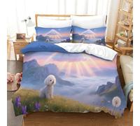 JLZBXCUER Bichon Frise Duvet Cover Set 3 PCS Hotel Quality Quilt Cover Bed Sets Bed Covers with Pillowcases with Zipper Closure Ultra Soft Hypoallergenic Microfiber Single(140x200cm)