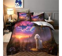 JLZBXCUER Bichon Frise Duvet Cover Sets 3 PCS Hotel Quality Quilt Cover Bed Sets Bed Covers with Pillowcases with Zipper Closure Hypoallergenic Soft Breathable Microfiber King(220x240cm)