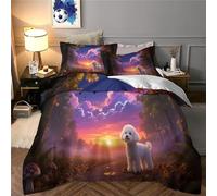 JLZBXCUER Bichon Frise Duvet Cover Sets 3 PCS Hotel Quality Quilt Cover Bedding Sets Bed Covers with Pillowcases with Zipper Closure Ultra Soft Anti Allergic Microfiber King(220x240cm)