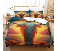 JLZBXCUER Jesus - Religion Duvet Cover 3 PCS Hotel Quality Quilt Cover Bed Sets Bed Covers with Pillowcases with Zipper Closure Hypoallergenic Soft Breathable Microfiber Single（140x200cm）