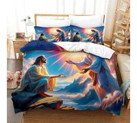 JLZBXCUER Jesus - Religion Duvet Cover Set 3 PCS Hotel Quality Quilt Cover Bedding Bed Covers with Pillowcases with Zipper Closure Ultra Soft Hypoallergenic Microfiber Super King（260x220cm）