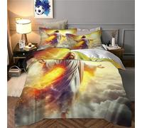 JLZBXCUER Jesus - Religion Duvet Cover Set 3 PCS Hotel Quality Quilt Cover Bedding Bed Covers with Pillowcases with Zipper Closure Ultra Soft Anti Allergic Microfiber Double（200x200cm）