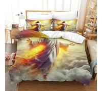 JLZBXCUER Jesus - Religion Duvet Cover Set 3 PCS Hotel Quality Quilt Cover Bedding Bed Covers with Pillowcases with Zipper Closure Hypoallergenic Soft Breathable Microfiber Super King（260x220cm）