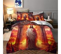 JLZBXCUER Jesus - Religion Duvet Cover Set 3 PCS Hotel Quality Quilt Cover Bedding Sets Bed Covers with Pillowcases with Zipper Closure Ultra Soft Anti Allergic Microfiber Double（200x200cm）