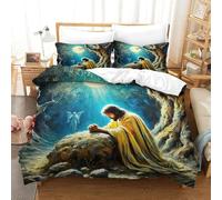 JLZBXCUER Jesus - Religion Duvet Cover Set 3 PCS Hotel Quality Quilt Cover Bedding Sets Bed Covers with Pillowcases with Zipper Closure Breathable Stylish Comforter Super King（260x220cm）