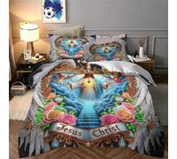 JLZBXCUER Jesus - Religion Duvet Cover Set 3 PCS Hotel Quality Quilt Cover Bedding Sets Bed Covers with Pillowcases with Zipper Closure Ultra Soft Hypoallergenic Microfiber King（220x240cm）