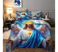JLZBXCUER Jesus - Religion Duvet Cover Sets 3 PCS Hotel Quality Quilt Cover Bedding Set Bed Covers with Pillowcases with Zipper Closure Ultra Soft Hypoallergenic Microfiber King（220x240cm）