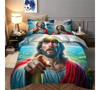 JLZBXCUER Jesus - Religion Duvet Cover Sets 3 PCS Hotel Quality Quilt Cover Bedding Set Bed Covers with Pillowcases with Zipper Closure Hypoallergenic Soft Breathable Microfiber Single（135x200cm）