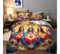 JLZBXCUER Jesus - Religion Duvet Cover Sets 3 PCS Hotel Quality Quilt Cover Bedding Set Bed Covers with Pillowcases with Zipper Closure Hypoallergenic Soft Breathable Microfiber King（220x240cm）