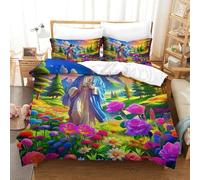 JLZBXCUER Jesus - Religion Duvet Cover Sets 3 PCS Hotel Quality Quilt Cover Bedding Set Bed Covers with Pillowcases with Zipper Closure Ultra Soft Anti Allergic Microfiber Single（140x200cm）