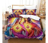 JLZBXCUER Jesus - Religion Duvet Cover Sets 3 PCS Hotel Quality Quilt Cover Bedding Sets Bed Covers with Pillowcases with Zipper Closure Hypoallergenic Soft Breathable Microfiber Single（140x200cm）