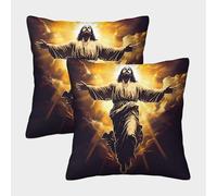 JLZBXCUER Mythical Jesus Printed Cushion Covers Decorative Square Cushion Cover Set of 2 for Couch Sofa 45x45cm