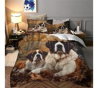 JLZBXCUER St. Bernard Duvet Cover 3 PCS Hotel Quality Quilt Cover Bed Sets Bed Covers with Pillowcases with Zipper Closure Hypoallergenic Soft Breathable Microfiber King（220x240cm）