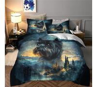 JLZBXCUER Yorkshire Terrier 3Pcs Bedding Set Printed Quilt Cover,3D Duvet Cover for Boys Adult, Microfibre, with Pillowcases Easy Care Microfiber Comforter Cover Hidden Zipper Double（200x200cm）