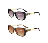JM 2 Pack Bifocal Reading Sunglasses for Women Fashion Square Gradient Sun Readers Outdoor Reading Glasses Protection Black&Tortoise +4.0
