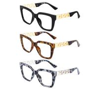 JM 3 Pack Oversized Square Reading Glasses for Women Blue Light Blocking, Oprah Stylish Computer Readers +2.75