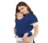 JM Baby Sling Newborn up to 15 kg, Belly Carrier Sling, Easy to Put on, Soft Cotton Elastic Sling Baby Carrier Newborn from Birth, Swaddle Wrap Baby with 5.30 m Length (Blue)