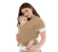 JM Baby Sling Newborn up to 15 kg, Belly Carrier Sling, Easy to Put on, Soft Cotton Elastic Sling Baby Carrier Newborn from Birth, Swaddle Wrap Baby with 5.30 m Length (Brown)