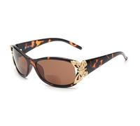JM Bifocal Reading Sunglasses for Women Fashion Sun Readers Outdoor Reading Glasses UV400 Protection Tortoise +1.0