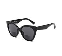 JM Classic Bifocal Reading Glasses Oversized Cateye Stylish Sunglasses Readers for Women Black+1.25