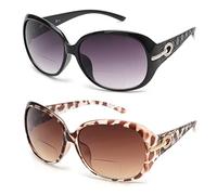 JM Classic Bifocal Reading Sunglasses for Women Vintage Reader Glasses Outdoor UV Protection Black+Tortoise 1.0