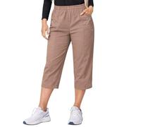 JM CLOTHING Capri Pants for Women UK Summer| Cropped Trousers for Ladies Short Crop Stretch 3/4 Length Three Quarter Elasticated Pull on Plus Size Pants Wiggly Fashion Mocha