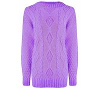 JM CLOTHING Chunky Jumpers for Women UK |Long Sleeve Sweater Pull Over Jumper | Casual Jumper for Plus Size Wiggly Fashion Lilac
