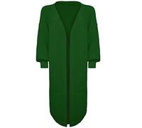JM CLOTHING New Balloon arm Sleeve Cardigan Chunky Knitted Oversized Maxi Plus Size Open Front Longline Floaty Cardigan 2 Side Pockets Wiggly Fashion Jade Green