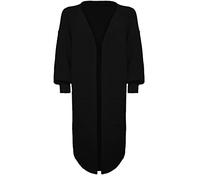 JM CLOTHING New Balloon arm Sleeve Cardigan Chunky Knitted Oversized Maxi Plus Size Open Front Longline Floaty Cardigan 2 Side Pockets Wiggly Fashion Black