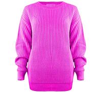 JM CLOTHING Oversize Jumpers for Women | Oversize Crochet Jumper| Distressed Jumper|Pullover Knit Pointelle Jumper Women|Wiggly Fashion Fuchsia